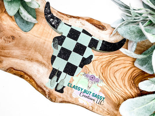 Checkered Bull Skull