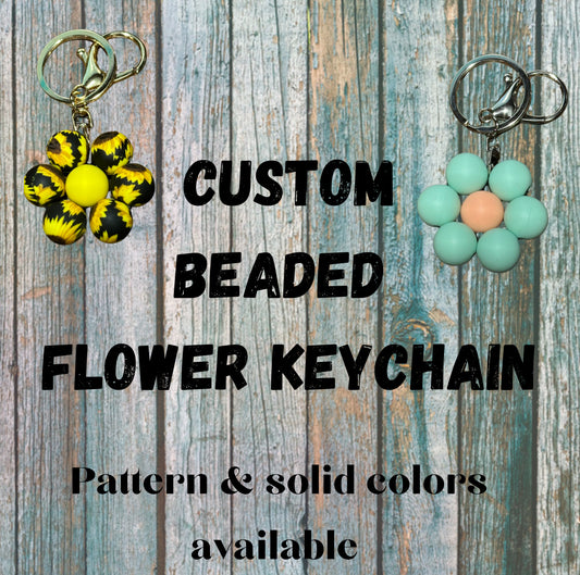 Custom Beaded Flower Keychain