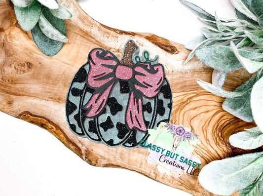 Cow Print Pumpkin With a Bow