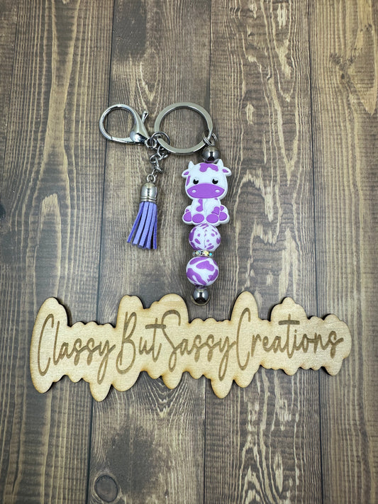 Purple Cow Keychain